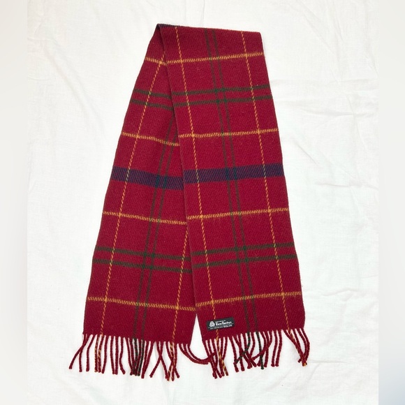 Røros Tweed Red Tartan Plaid Wool Scarf - Picture 2 of 6